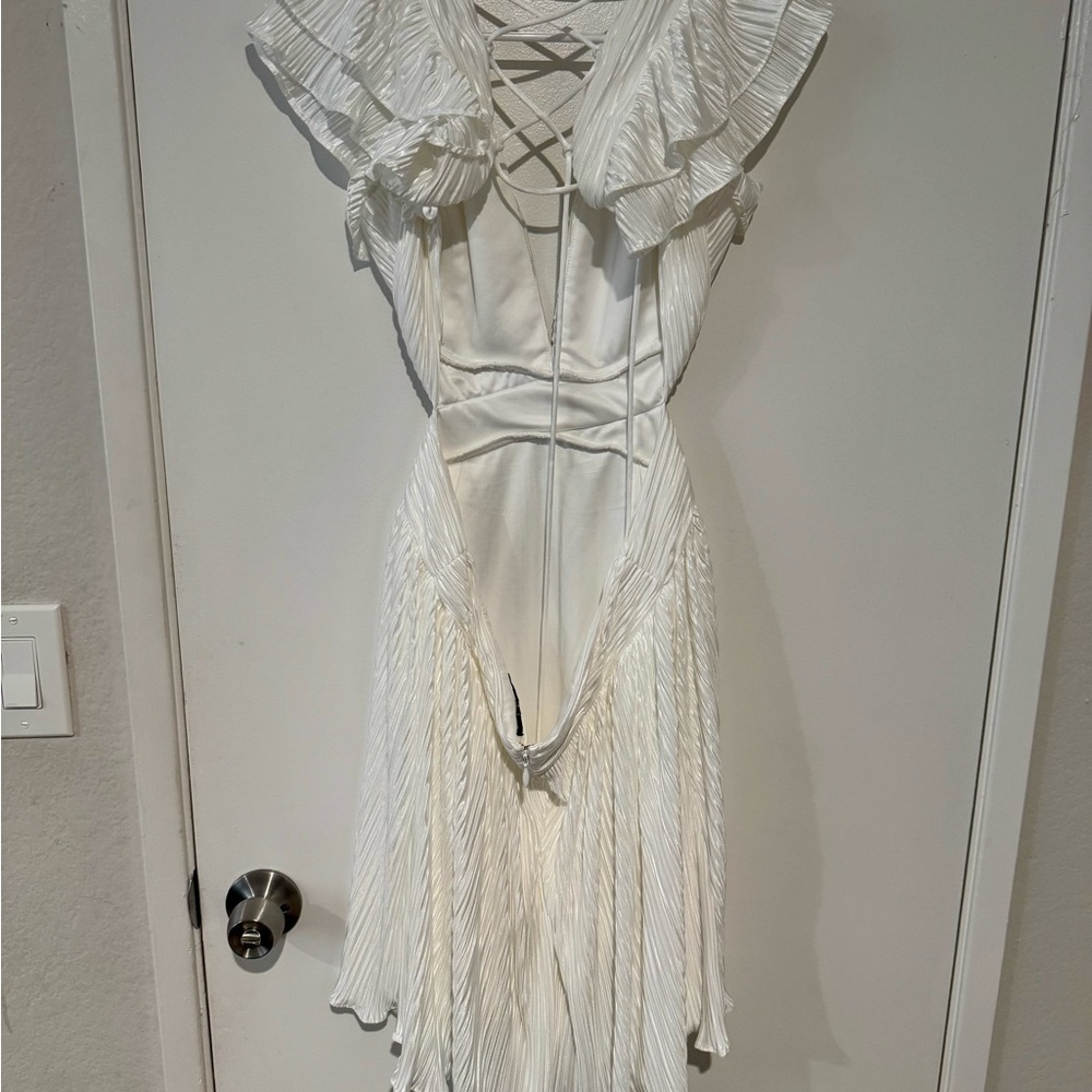 Lulu's White Backless Ruffle Dress - Picture 2 of 5